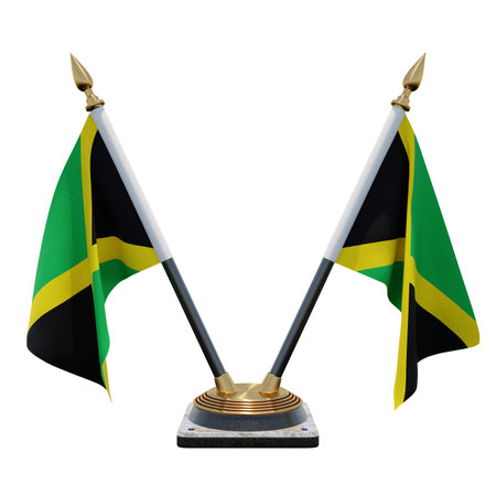 Jamaica 3d illustration Double V Desk Flag Standの写真素材