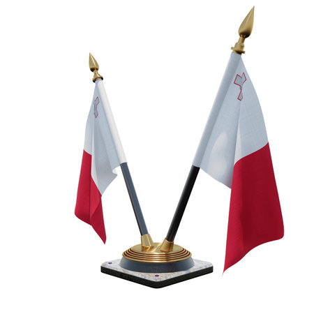 Malta 3d illustration Double V Desk Flag Standの写真素材