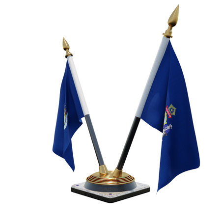 Maine 3d illustration Double V Desk Flag Standの写真素材
