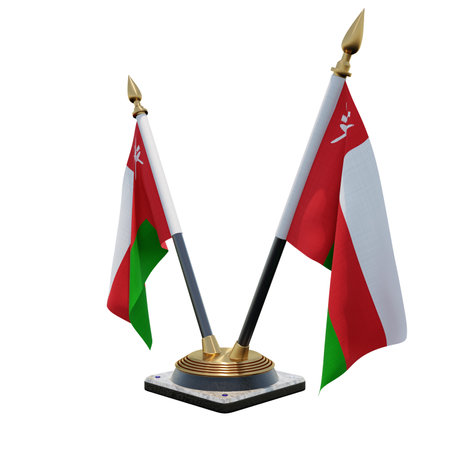 Oman 3d illustration Double V Desk Flag Standの写真素材
