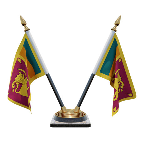 Sri Lanka 3d illustration Double V Desk Flag Standの写真素材