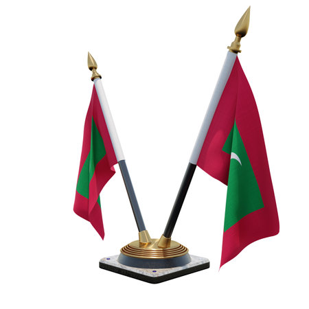 Maldives 3d illustration Double V Desk Flag Standの写真素材