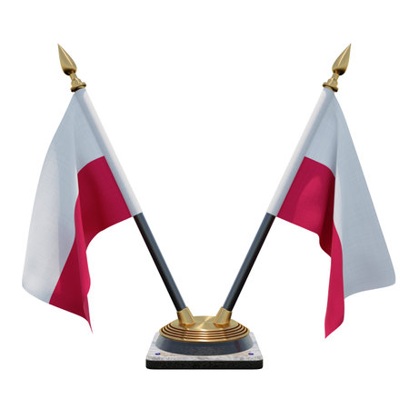 Poland 3d illustration Double V Desk Flag Standの写真素材