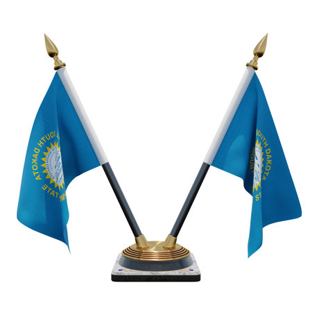 South Dakota 3d illustration Double V Desk Flag Standの写真素材