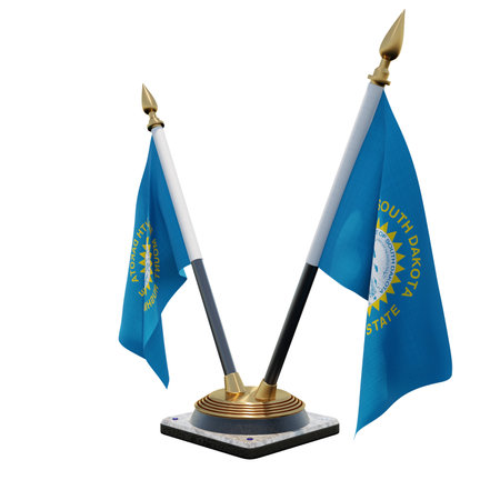 South Dakota 3d illustration Double V Desk Flag Standの写真素材