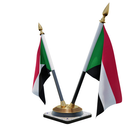 Sudan 3d illustration Double V Desk Flag Standの写真素材