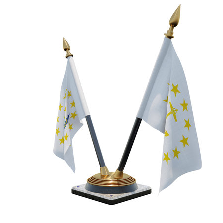 Rhode Island 3d illustration Double V Desk Flag Standの写真素材