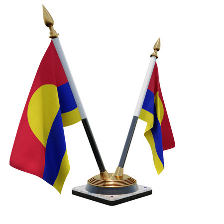Palmyra Atoll 3d illustration Double V Desk Flag Standの写真素材