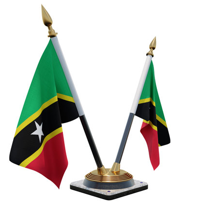 Saint Kitts and Nevis 3d illustration Double V Desk Flag Standの写真素材