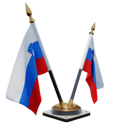 Slovenia 3d illustration Double V Desk Flag Standの写真素材