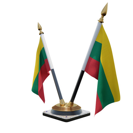 Lithuania 3d illustration Double V Desk Flag Standの写真素材