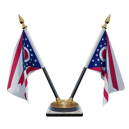 Ohio 3d illustration Double V Desk Flag Standの写真素材