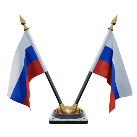 Russia 3d illustration Double V Desk Flag Standの写真素材