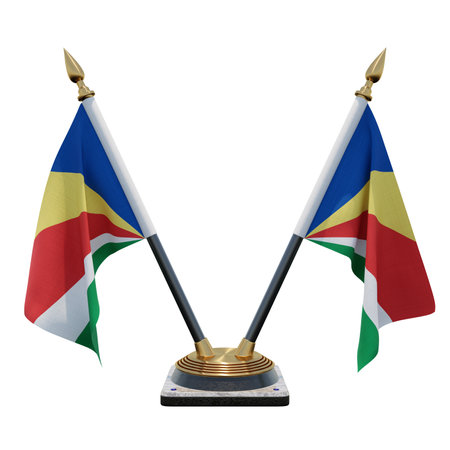 Seychelles 3d illustration Double V Desk Flag Standの写真素材