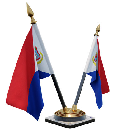 Sint Maarten 3d illustration Double V Desk Flag Standの写真素材