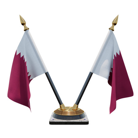 Qatar 3d illustration Double V Desk Flag Standの写真素材