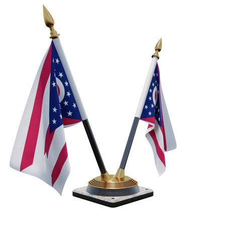 Ohio 3d illustration Double V Desk Flag Standの写真素材