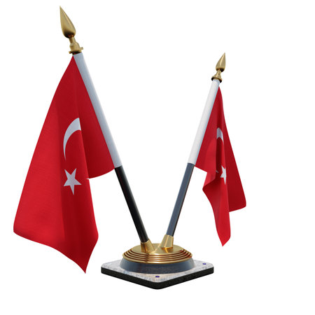 Turkey 3d illustration Double V Desk Flag Standの写真素材