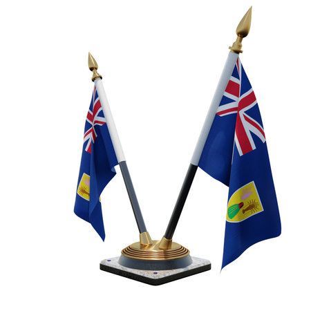 Turks and Caicos Islands 3d illustration Double V Desk Flag Standの写真素材