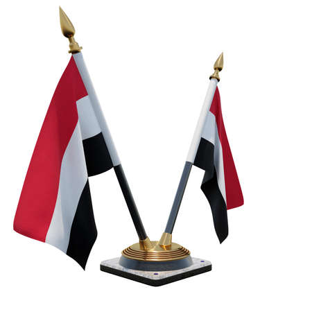 Yemen 3d illustration Double V Desk Flag Standの写真素材