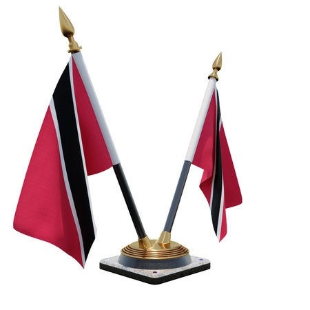 Trinidad and Tobago 3d illustration Double V Desk Flag Standの写真素材