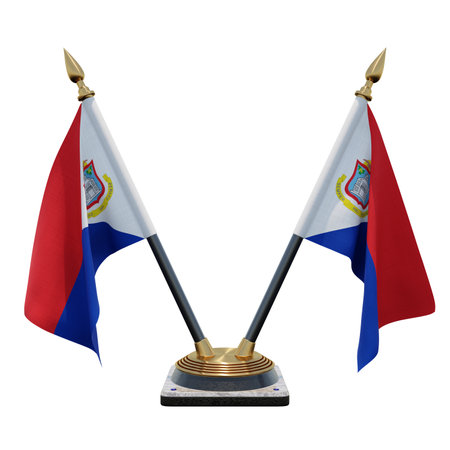 Sint Maarten 3d illustration Double V Desk Flag Standの写真素材