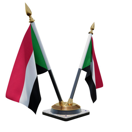 Sudan 3d illustration Double V Desk Flag Standの写真素材