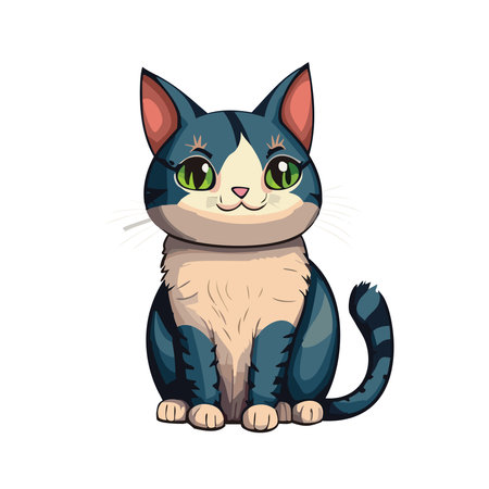 Cute cartoon cat isolated on a white background. Vector illustration.のイラスト素材