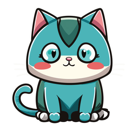 Cute cartoon cat. Vector illustration isolated on a white background.のイラスト素材