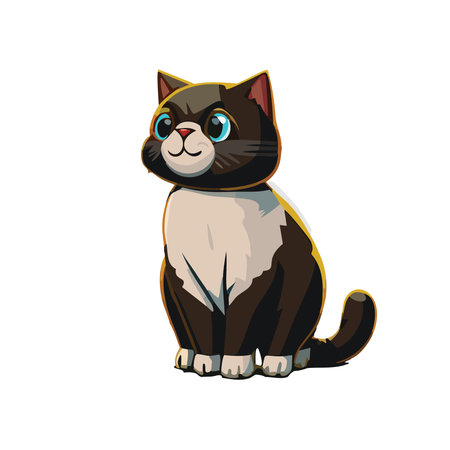 Cute cartoon cat sitting isolated on white background. Vector illustration.のイラスト素材