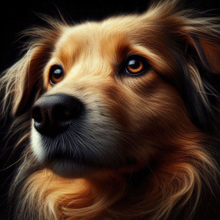 Portrait of a beautiful dog. Studio shot.  Ai generatedの素材