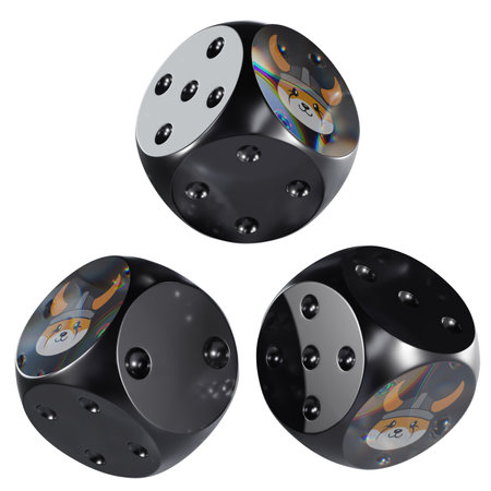 Dice FLOKI Glass Dice Crypto 3D Iconの写真素材