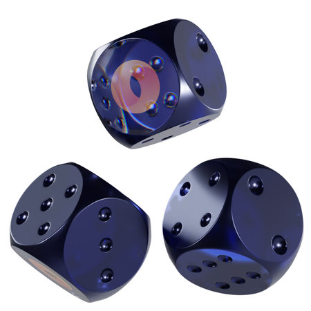 Dice Merit Circle Glass Dice Crypto 3D Iconの写真素材