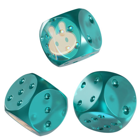 Dice PancakeSwap ,CAKE Glass Dice Crypto 3D Iconの写真素材