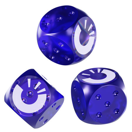 Dice OriginTrail ,TRAC Glass Dice Crypto 3D Iconの写真素材