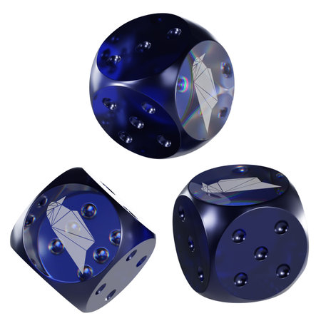 Dice Ravencoin ,RVN Glass Dice Crypto 3D Iconの写真素材