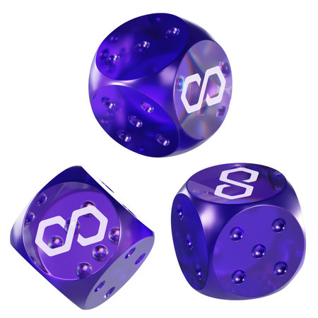 Dice Polygon ,MATIC Glass Dice Crypto 3D Iconの写真素材