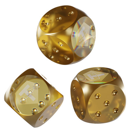 Dice Tether Gold ,XAUt Glass Dice Crypto 3D Iconの写真素材