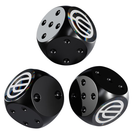 Dice Worldcoin ,WLD Glass Dice Crypto 3D Iconの写真素材