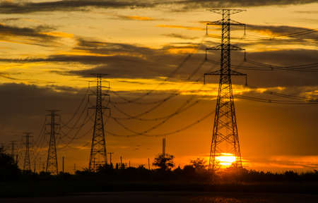 electricity post  and sky landscape sunrise