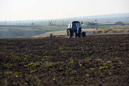 Tractor plowingの写真素材