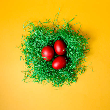 Easter colored eggsの写真素材