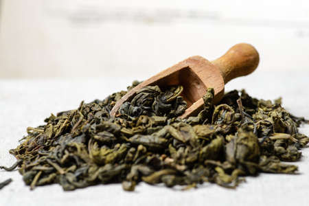 Green tea leavesの写真素材