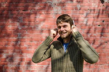 Man with headphones の写真素材