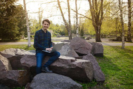 Man with laptopの写真素材