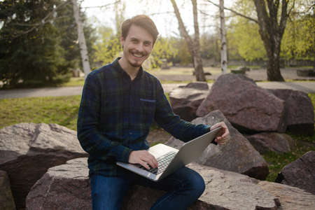 Man with laptopの写真素材