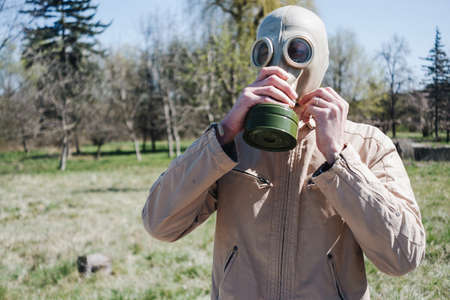 Man in a gas maskの写真素材