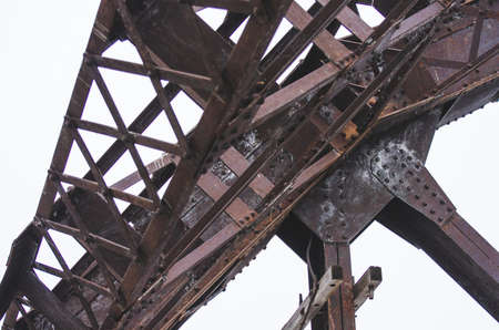 iron beams of the Arlington Street bridge in Winnipeg, Manitobaの写真素材