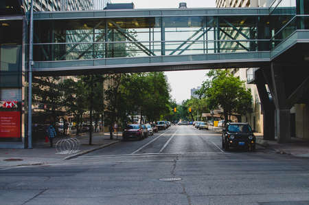 An intersection in downtown Winnipeg, Manitoba, Canadaのeditorial素材