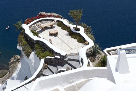 Panoramic view from Oia,Santoriniの写真素材